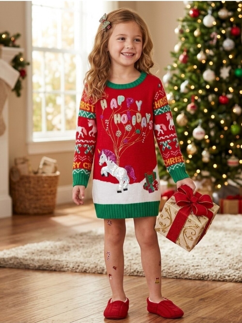 🛍Girls Small 4 Whimsical Christmas sweater dress from the brand It's Our Time